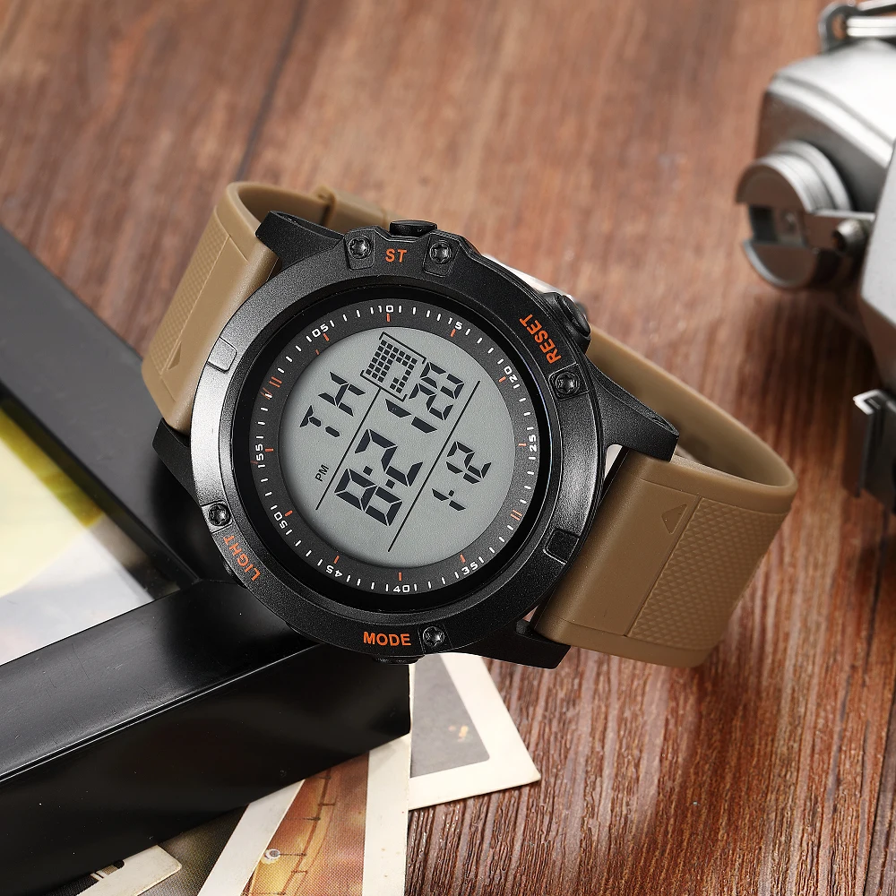 Men Watches Outdoor Sport Waterproof Digital Watch for Men Large LED Dial Fashion Khaki Military Wristwatch Relogio Masculino