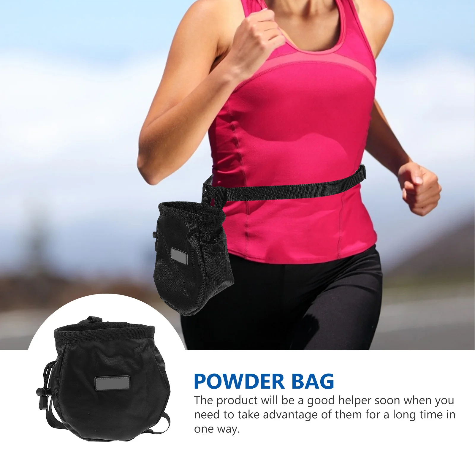 

1pc Climbing Chalk Bag Black Lightweight Waterproof Oxford Bouldering Holder For Gymnastics Weightlifting Outdoor Climbing