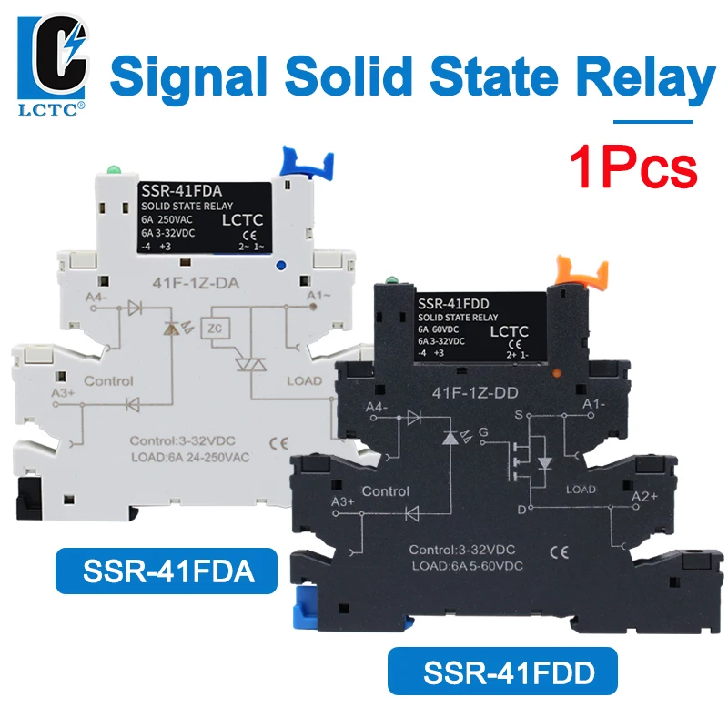 Din Rail Slim State rily rele ، وحدة محطة التيار المتردد ، تحكم بالتيار المستمر ، 1 led