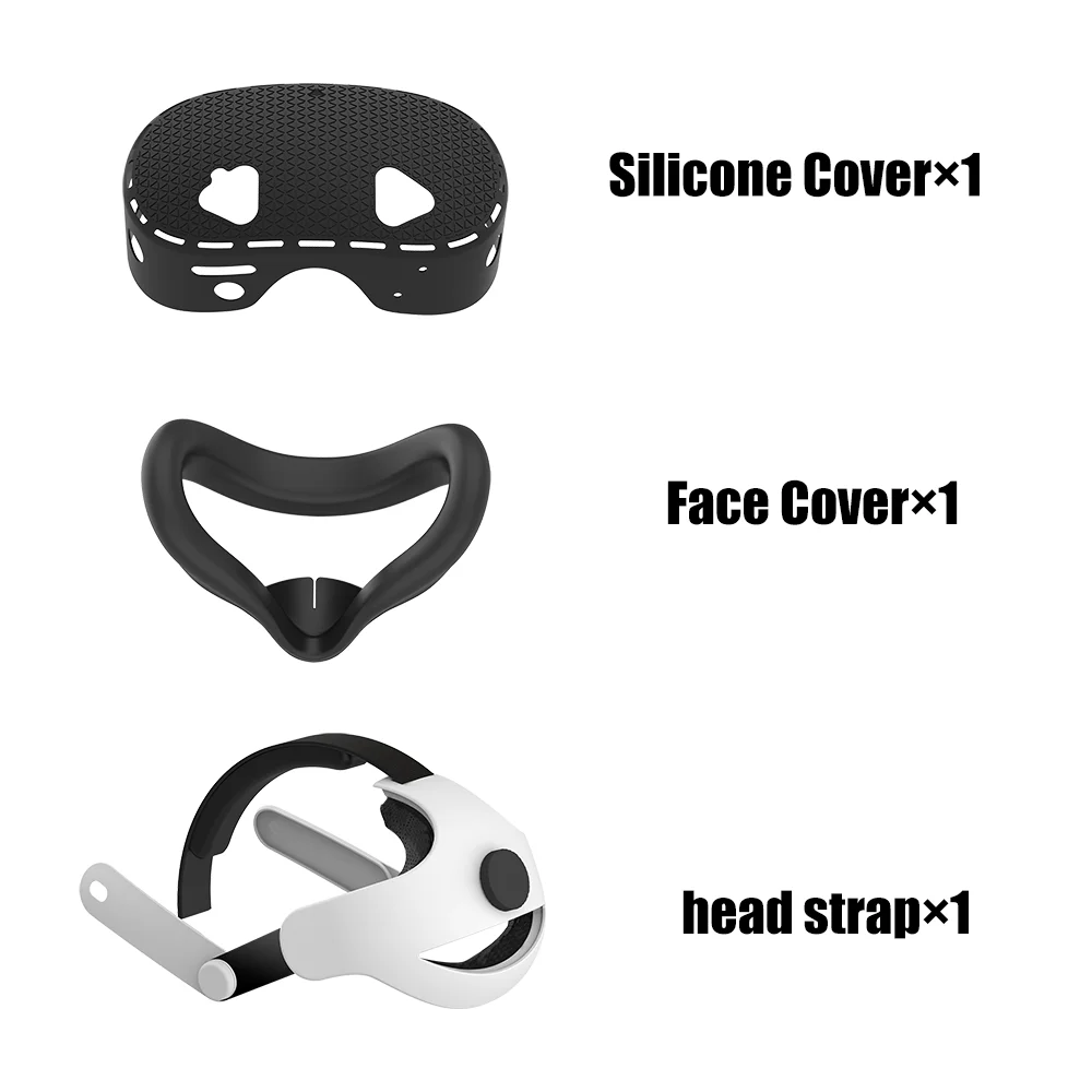 

For Quest 3S Upgraded Comfort Elite Head Strap Silicone Mask Front Cover VR Accessory Head Strap 3-in-1 for Meta Quest 3S
