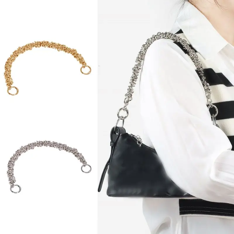 1PC Alloy Chain Shoulder Bag Strap Replacement Parts Accessories Silver Gold Metal Handbag Handle 35cm Fashion Bag  Belt