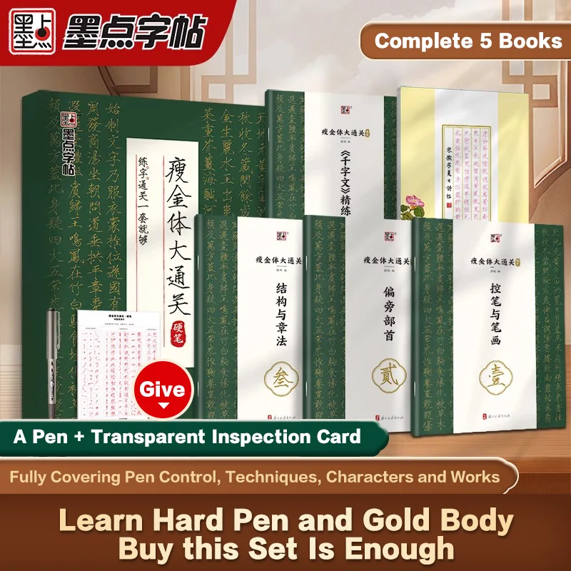 

Complete Guide to Slender Gold Style Chinese Hard Pen Calligraphy Copybook Beginner Basic Exercise Training Book Practice Hanzi