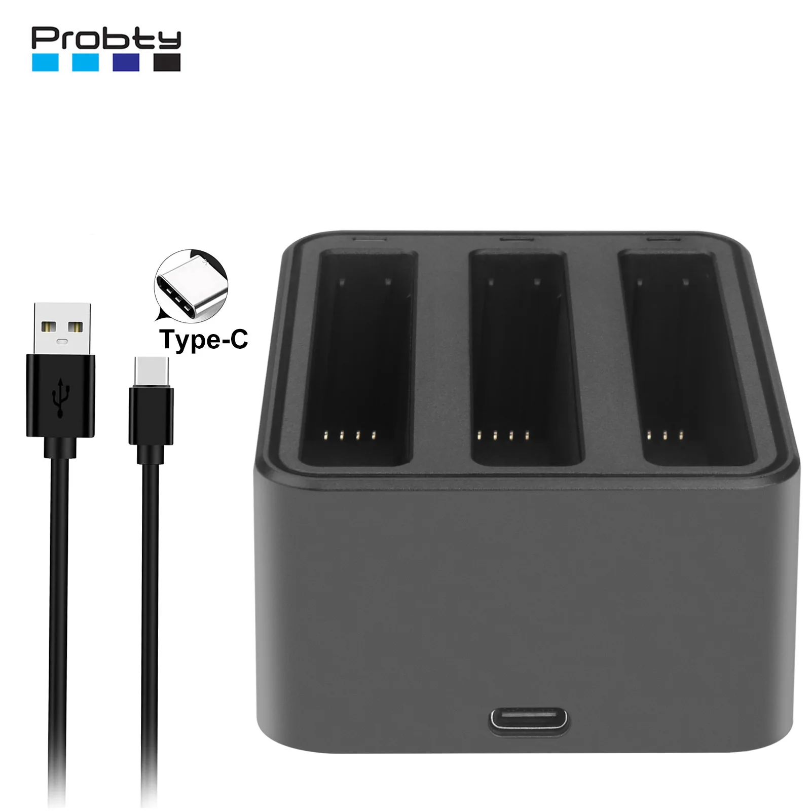 Fast Battery Charger Hub for Insta360 X4 Battery Quick Portable 3 Channel Battery Charger Storager Station with USB-C Power Cord