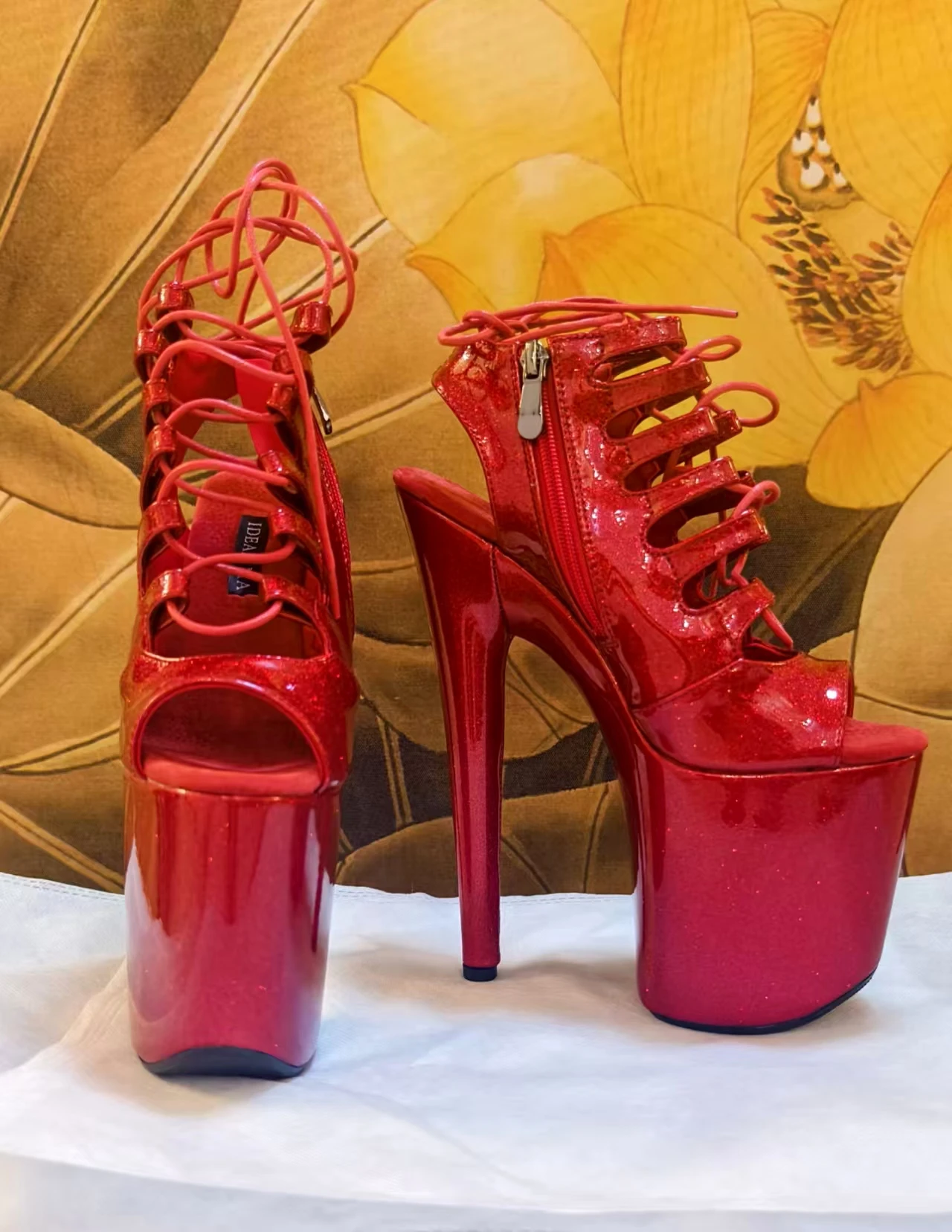 IDEAL MA 20cm tiang menari Super Heels jari terbuka sandal Stripper