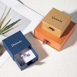 Custom Logo Luxury 6x6cm Ring Boxes DIY Necklace Bangle Earring Paper Slide Out Drawer Packaging Jewelry Box With White Sponge