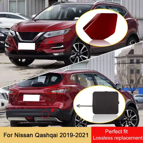 Imagen 2 del producto Cubierta de remolque para Nissan Qashqai J11 2019-2021, cubierta de gancho de remolque para parachoques delantero y trasero de coche, tapa de ojo de transporte para remolque