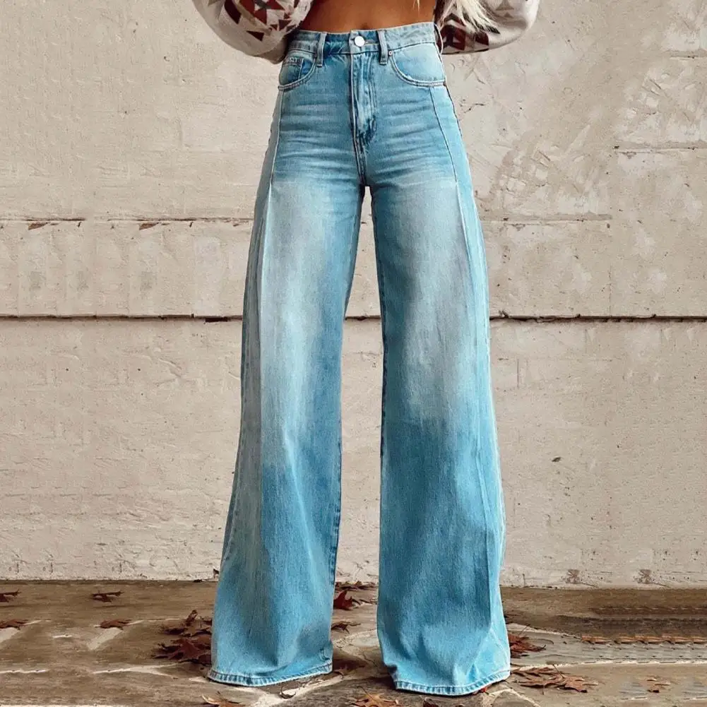 Women's Baggy Jeans High Waist Wide Leg Denim Pants Casual Loose Straight Leg Trousers Charming Wide-leg Trousers