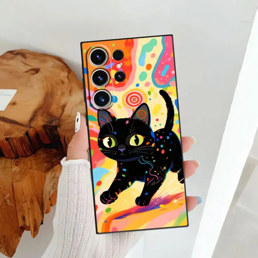 Funda Phone Cover Case for Samsung Galaxy S26 Ultra S21 FE S24 S20 Ultra S25 Plus S10 S9 Note 20 8 9 10 S23 Cartoon Cat Cool