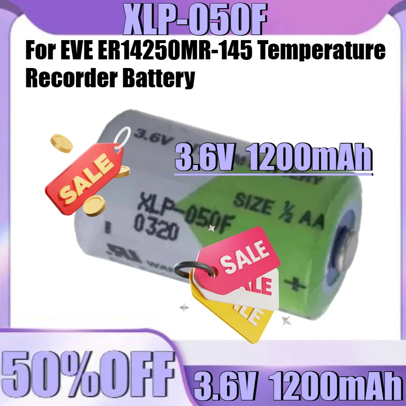 

3.6V 1200mAh New 3.6V 1/2AA 1200mAh Lithium Battery XLP-050F Replaces for EVE ER14250MR-145 Temperature Recorder Battery