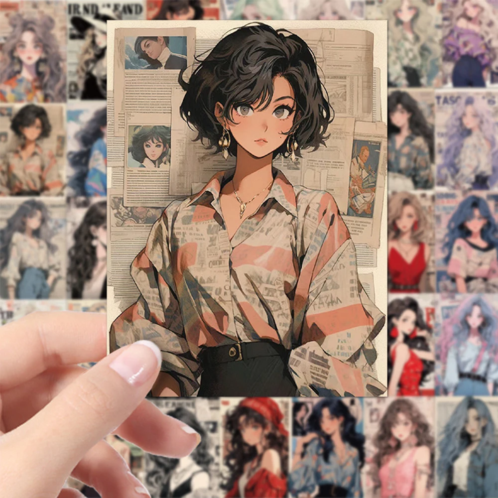 10/30/60Pcs Anime Cute Vintage Girl Graffiti Stickers Fashion Style Aesthetic Classic Cartoon Decals DIY Phone Sticker Wholesale