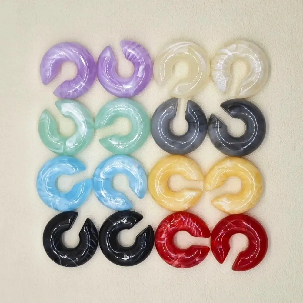 Fashion Acrylic Ear Clip Earrings Round Jelly Color C Shape Ear Cuff Resin Smooth No Piercing Earrings Festival