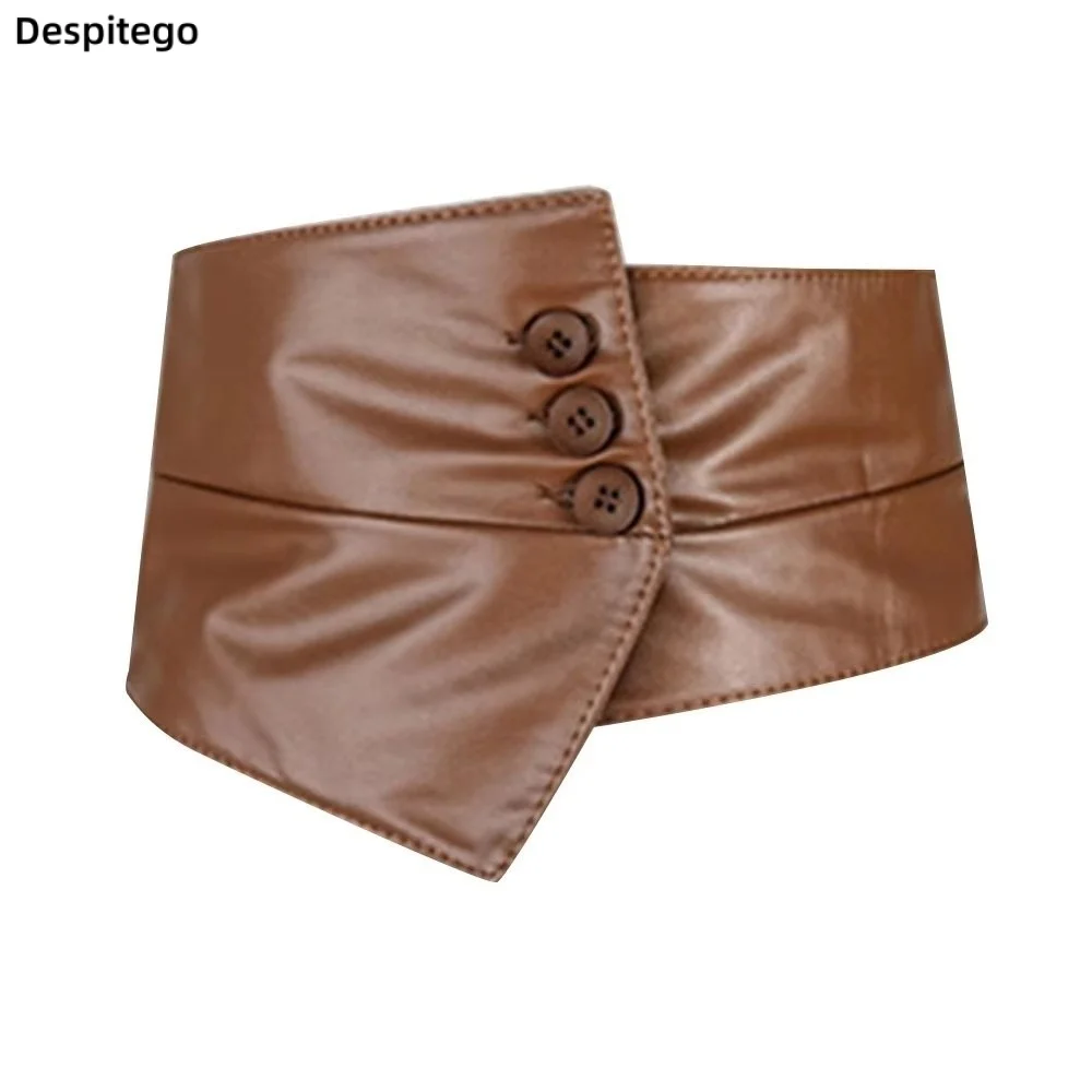 cinto-gotico-de-couro-pu-com-botoes-cor-solida-largo-e-elastico-estilo-gotico-ocidental-cowboy-para-trajes