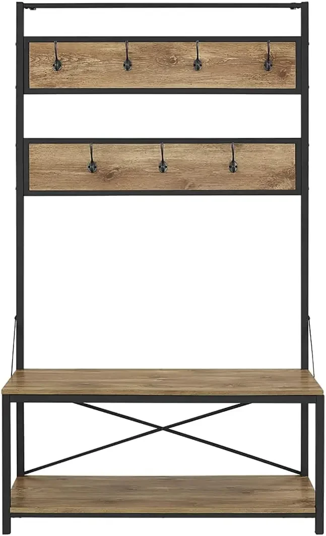 August Modern Farmhouse X Back Hall Tree with Bench, 72 Inch