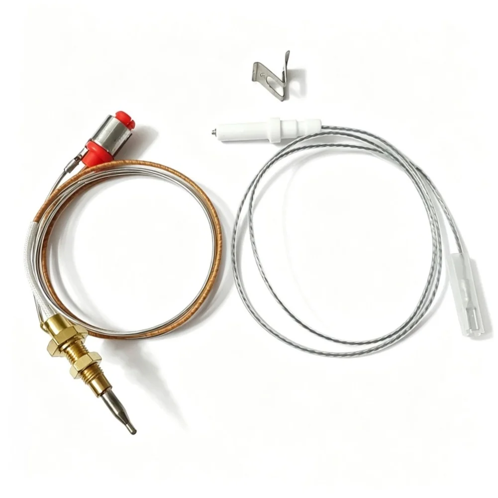 Household Gas Stove Thermocouple and Electrode Wire Set for Embedded Cooktops Brass Made Flame Sensing Function Built In