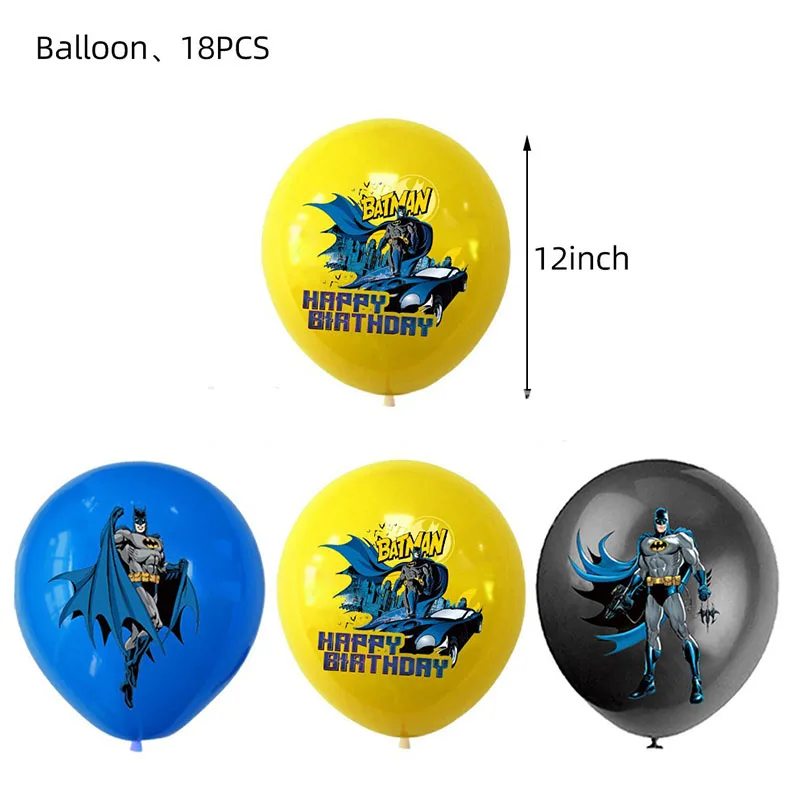 Batman Theme Birthday Party Anime Action Figure Image Banners Cake Topper Balloon Baby Shower Kids Disposable Supplies Event