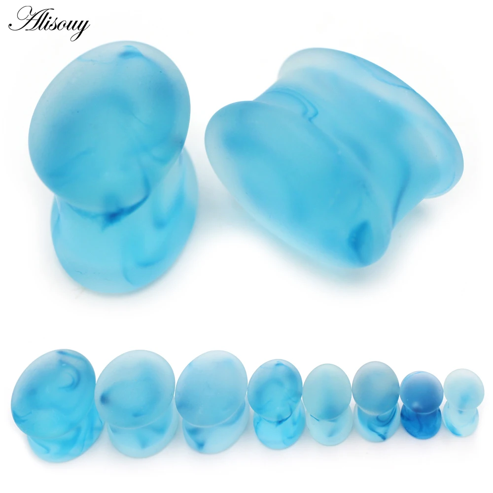 1PC Matte Glass Oval Water Drop Mist Swirl Solid Flared Ear Plugs Tunnel Guages Stretcher Expander Earring Piercing Body Jewelry