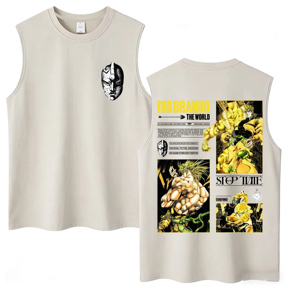 Anime Jojo Bizarre Adventure Higashikata Josuke Great Days Washed Tank Tops Men Fashion Manga Vests Cotton Loose Sleeveless Tees