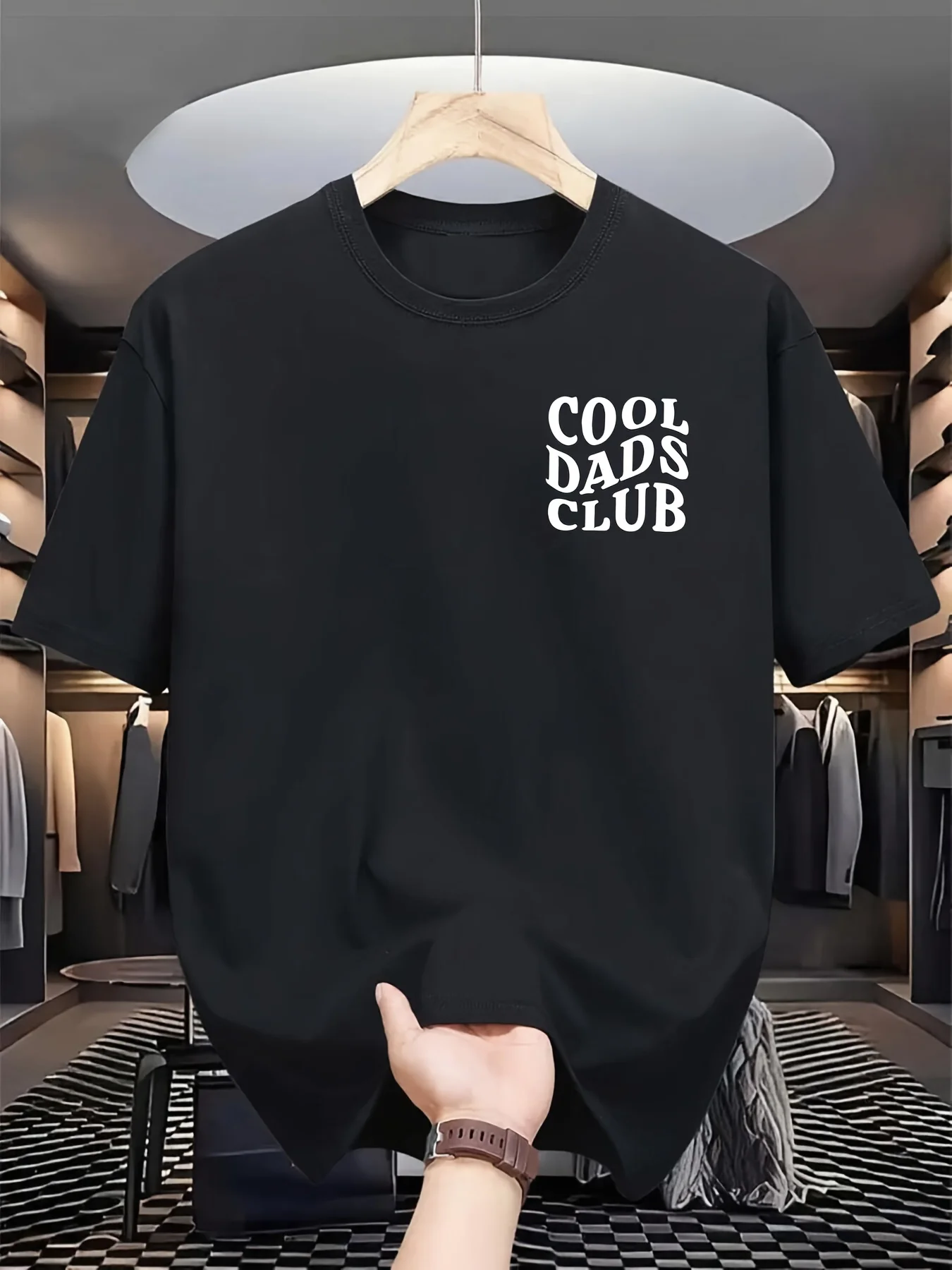 Cool Dad Club Men's casual pattern T-shirt, short sleeve, round tie, heat transfer print, perfect for Father's Day