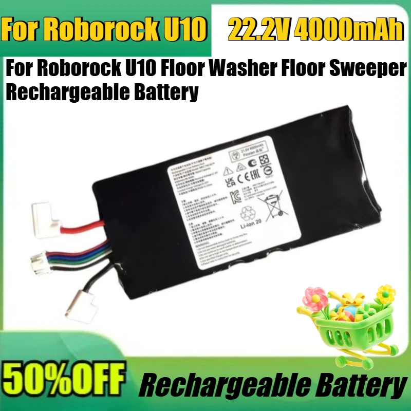 

New 22.2V 4000mAh Vacuum Cleaner Lithium Battery for Roborock U10 Floor Washer Floor Sweeper Rechargeable Batteries