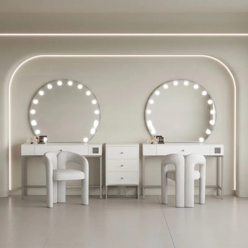 Cream style wedding photo studio dresser professional with lamp academy makeup artist special marble makeup table