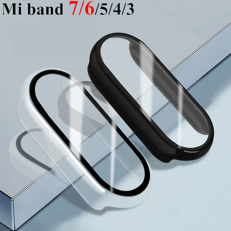 Case cover+glass For Xiaomi Mi Band 9 8 7 6 Accessories Case+Film Full Coverage Protective Cover Miband 7 5 4 3 screen protector