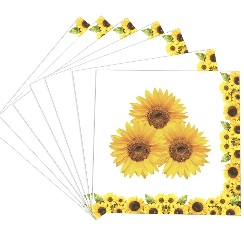 10Guests Sunflower Disposable Tableware Spring Flower Butterfly Paper Plate Napkin Tablecover Happy Girls Birthday Party Decor