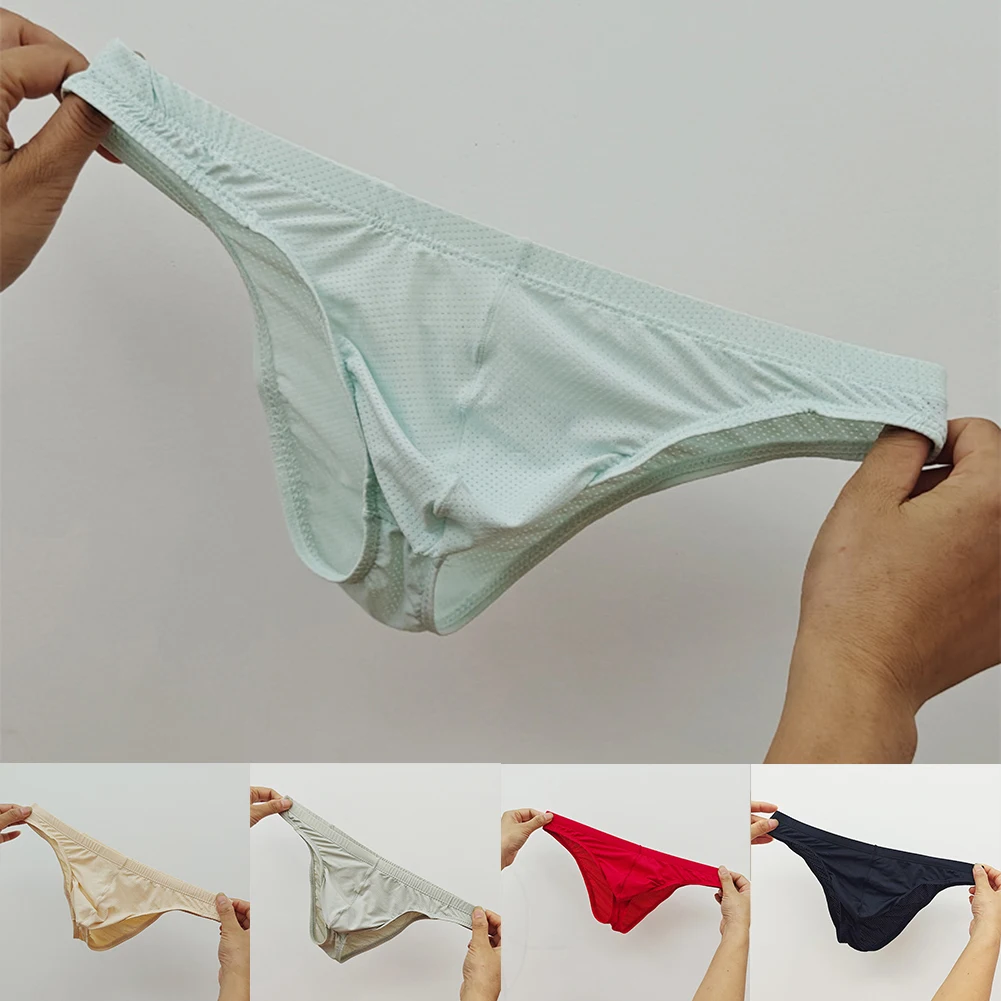 

Sexy Men Low Waist Lingerie Mesh Pouch Underpants Men Transparent Briefs Breathable Brazilian Underwear Summer Men's Panties