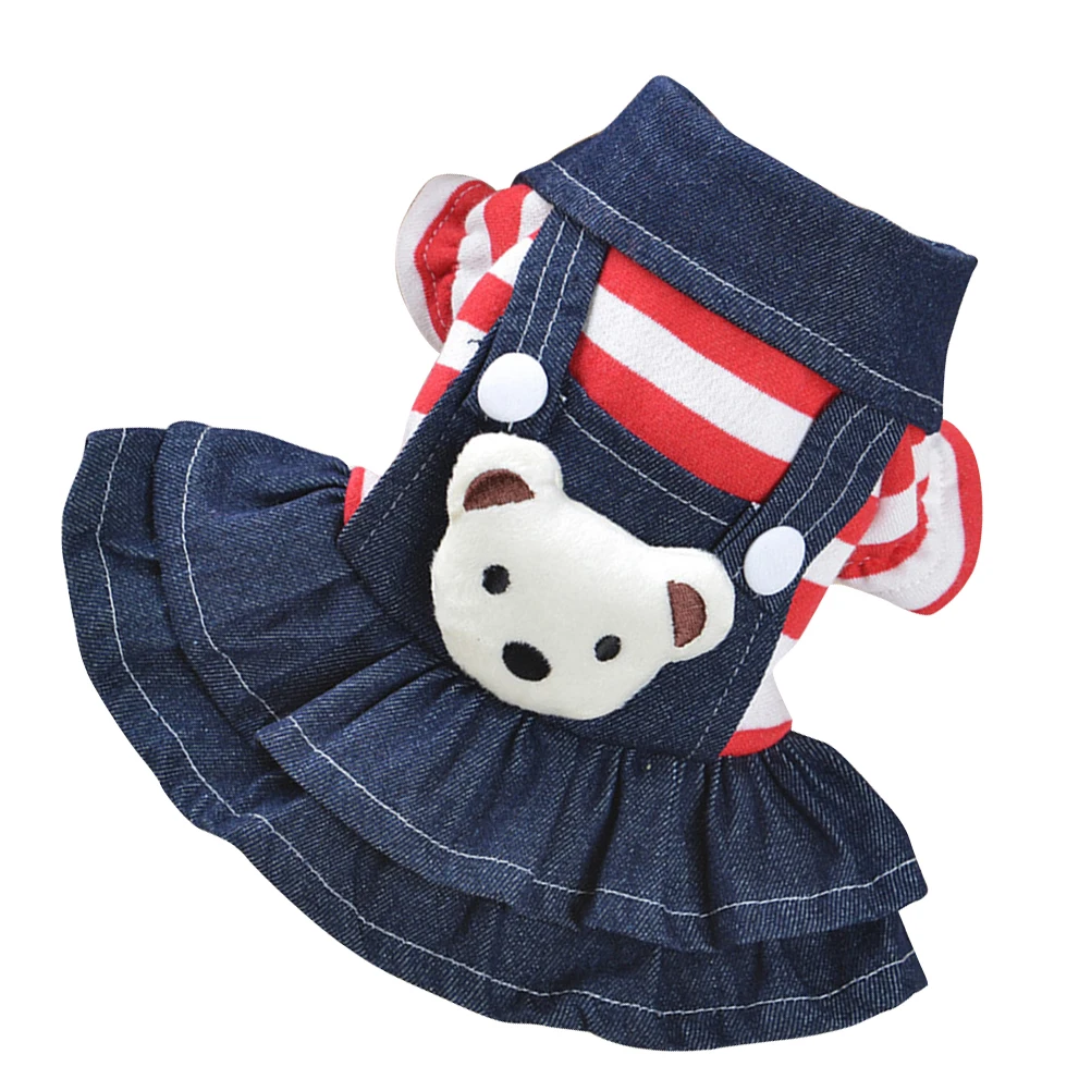 

Red Striped Bear Skirt Dog Clothes Pet Apparel Small Puppy Dress Winter Summer Outdoor Walk Jogging Girl Costumes Dog