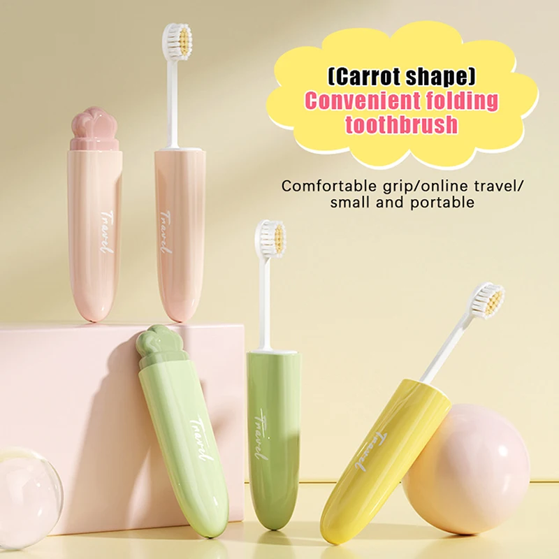 

Carrot Shape Travel Toothbrush Portable Folding Tooth Brush Outdoor Camping Tooth Brush Soft Toothbrush Oral Cleaning Tools