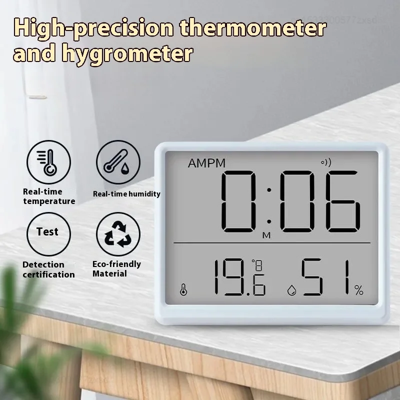 Mini Multifunction Thermometer Hygrometer Automatic Electronic Temperature Humidity Monitor Clock Monitor Wall Monitor Clock image 2