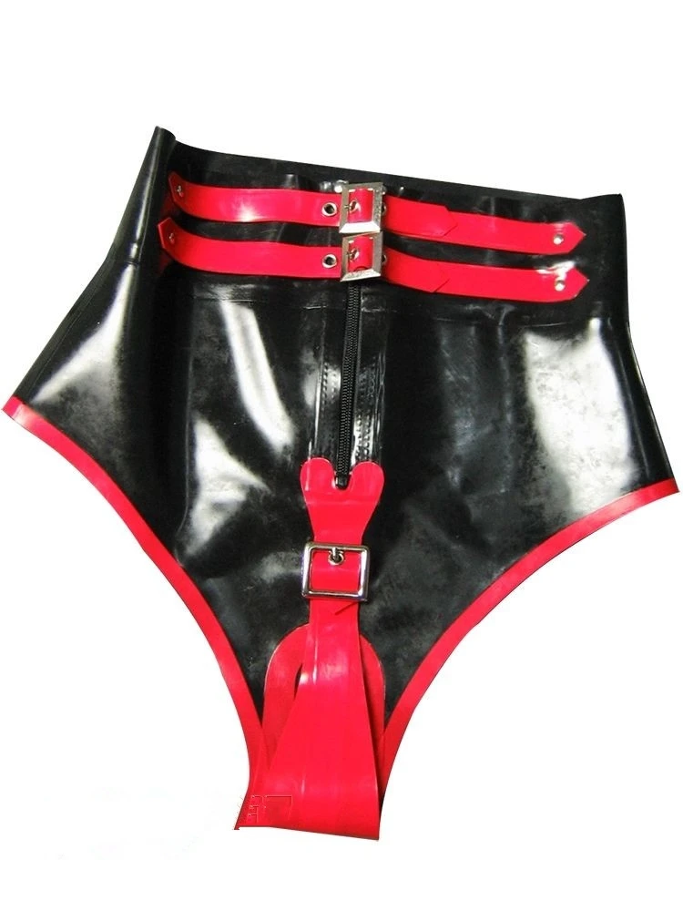 

New Design Underwear 100% Latex Rubber Handsome Pink and Black Pants Shorts Size S-XXL