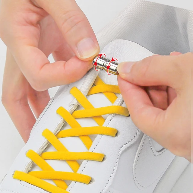 Tie Shoelaces Round Elastic Shoe Laces Quick Lazy Metal Lock Laces Shoe Strings Shoelaces Aliexpress