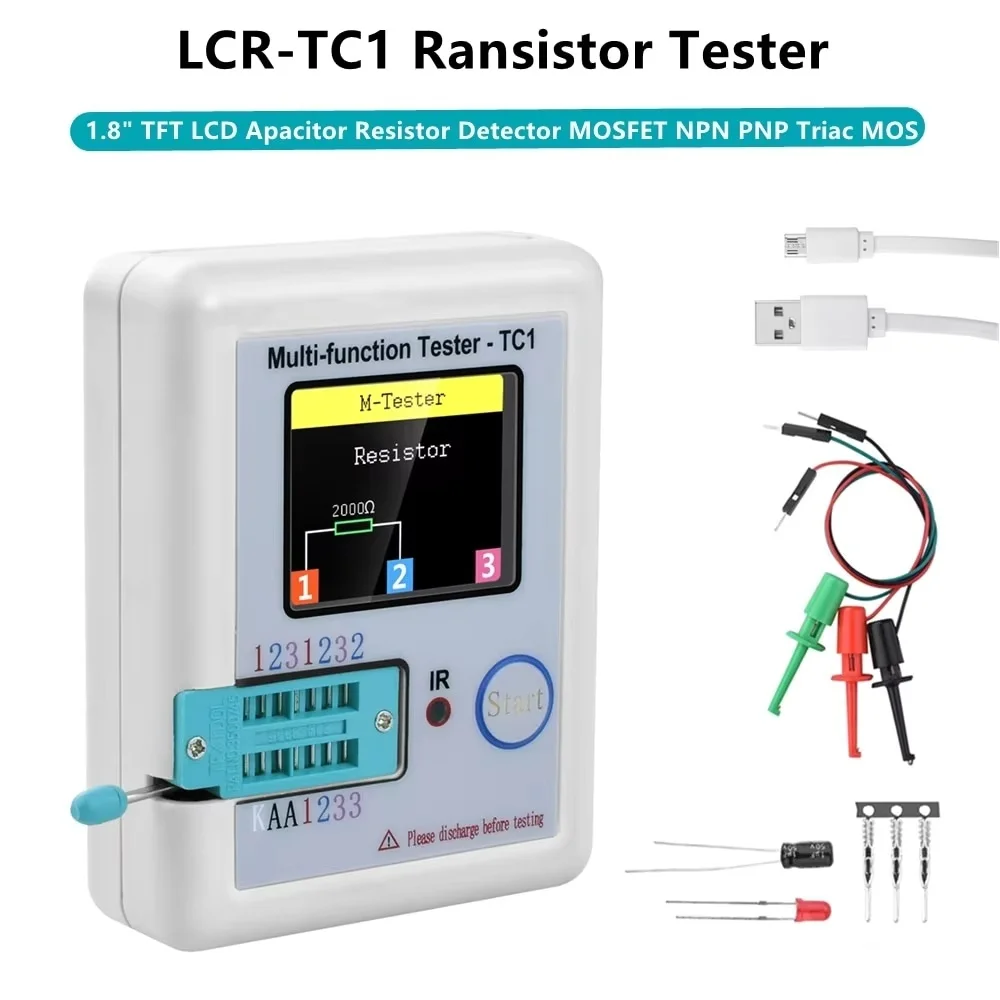 LCR TC1 1.8 Inch TFT LCD Display Multimeter Transistor Tester Diode Triode Capacitor Resistor Test Meter