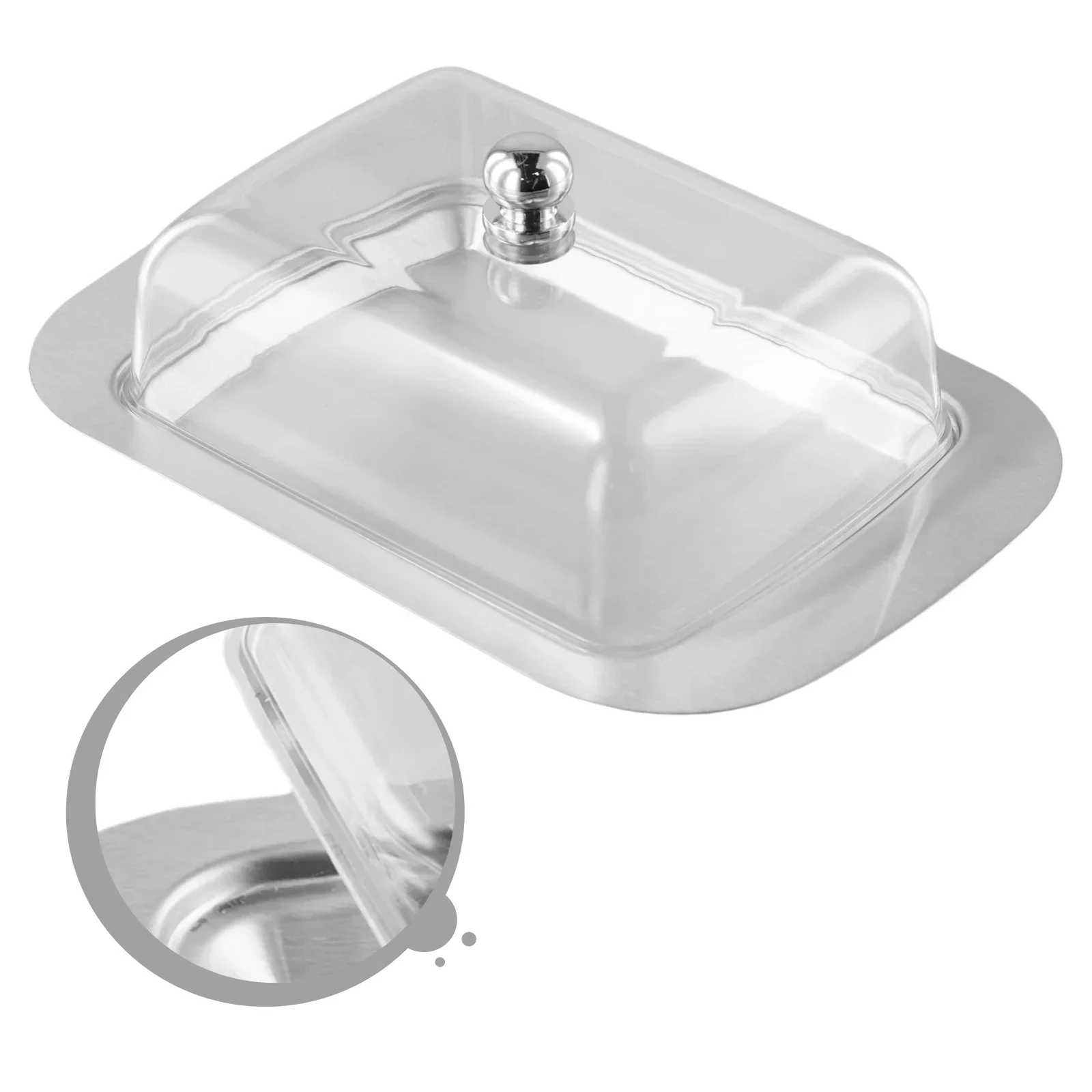 

Clear Plastic Lid Stainless Steel Butter Dish Plastic Lid Butter Dish Dirtying Keep Butter Cool Prevent Slipping Serving Tray