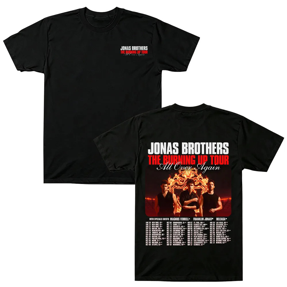 MSG Burning Up Tour Tee Jonas Band Brothers Vintage Graphic Print T Shirts Music Cotton Men Y2K New Streetwear Casual Women Tops