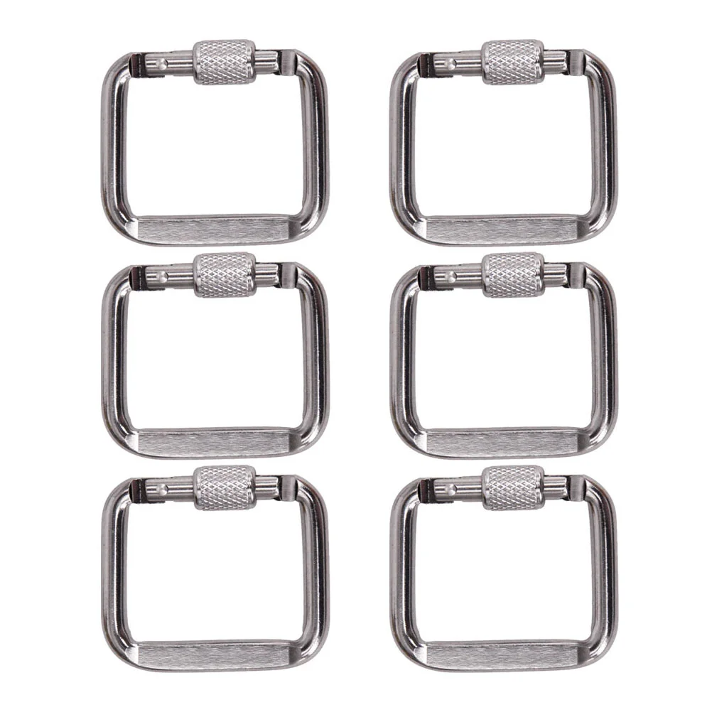 

6 Pcs Hook Camping Button Outdoor Hiking Clasp Sturdy Buckle Key Chain Durable Keychains Portable Silver