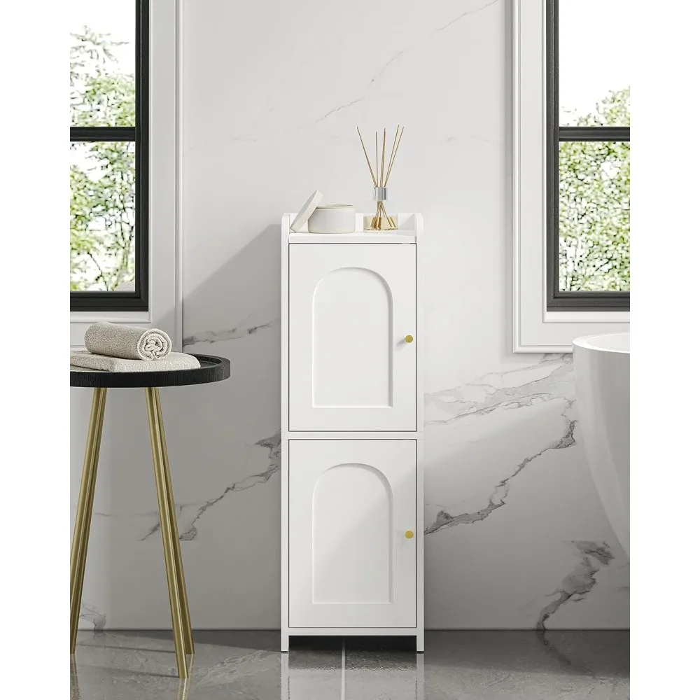 

Bathroom Storage Cabinet, with 2 Doors and Adjustable Shelf, Narrow Toilet Paper Cabinet, for Small Spaces, White
