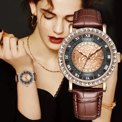 LIGE orijinal kadın izle en lüks moda saatler bayanlar su geçirmez deri bilezik kuvars kadın kol saati Montre Femme