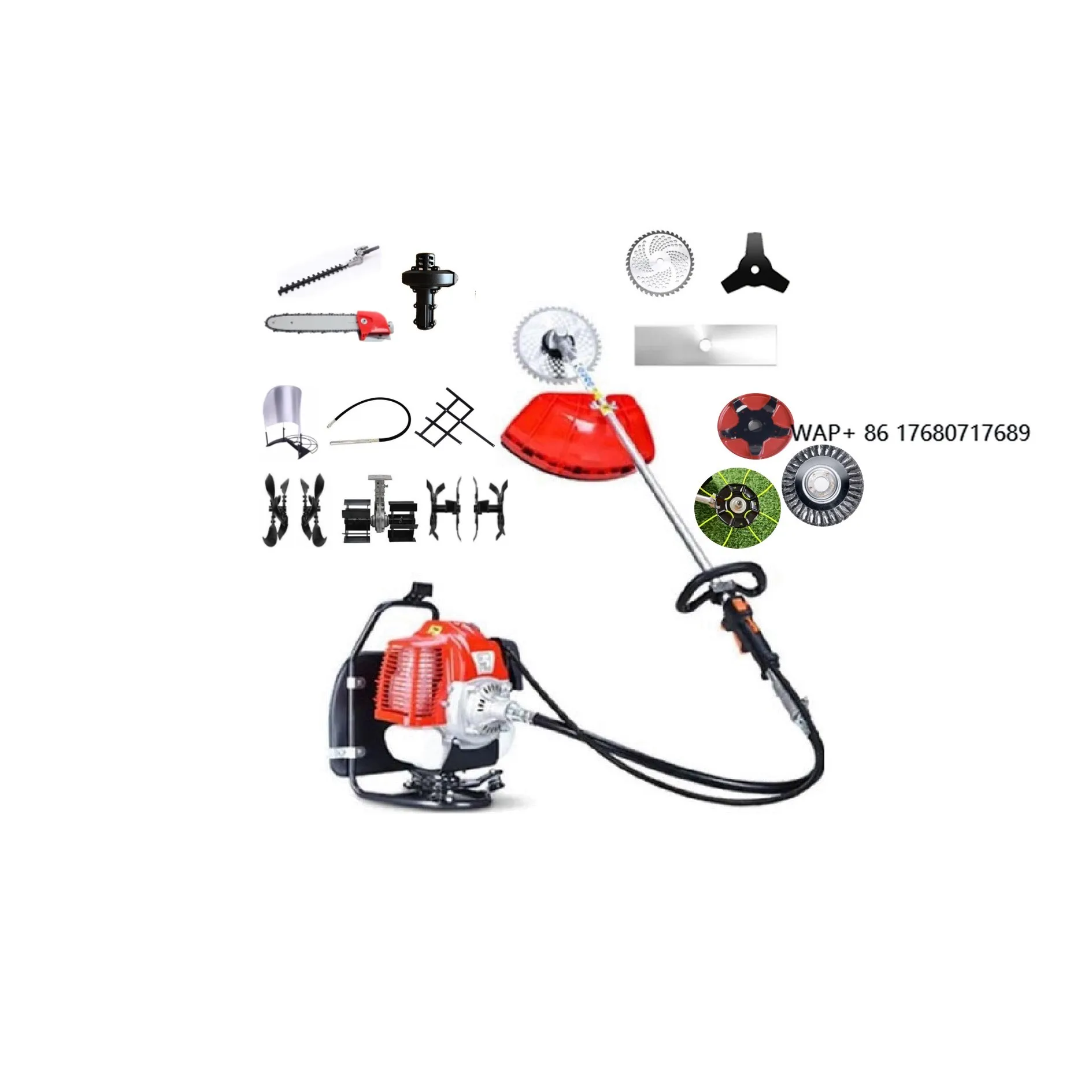 High Power-to-Weight Ratio 2-Stroke Backpack Brush Cutter 52CC Professional Petrol Trimmer for Heavy Weeds Tough Vegetation