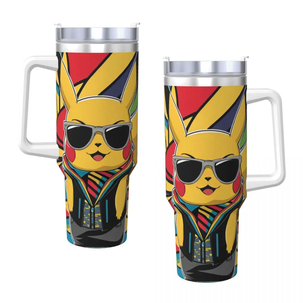 Japanese Anime Pokemon Stainless Steel Tumbler Travelist Coffee Mug With Straws and Lid Large Capacity Car Mugs Water Bottle