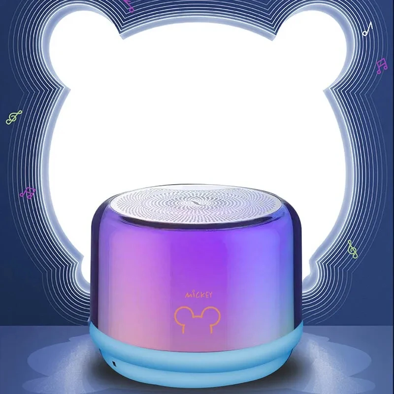 Original Disney HZX-A9 Bluetooth Speaker Mini Portable HIFI SoundBox TF-Card Audio Noise Reduction Lighted Soundbar Long Standby