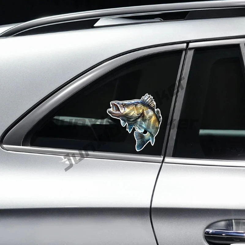 PVC Decal Fishing Big Fish Sea Bass Car Sticker Waterproof for Bumper Rear Window Laptop