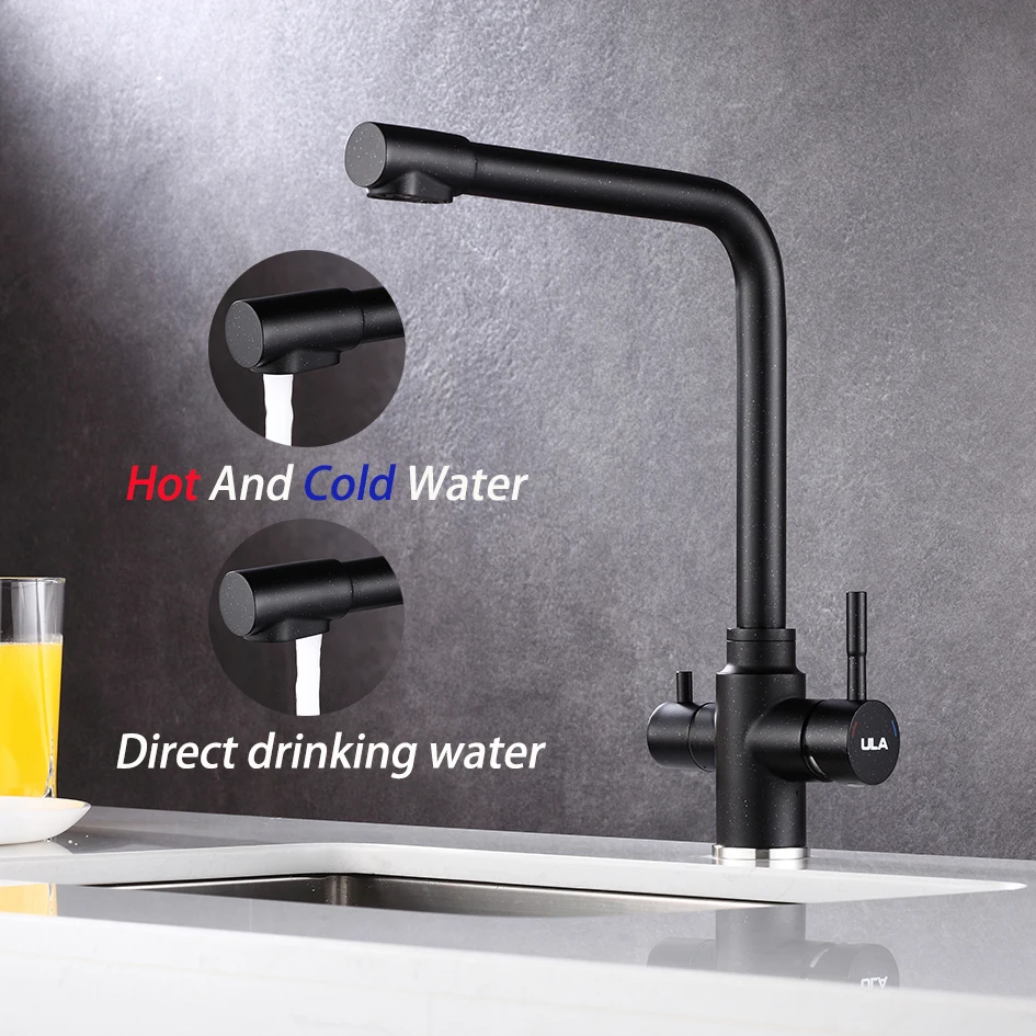 

G1/2 G3/8 Or G9/16 Pipe Black Point Kitchen Sink Faucet Hot Cold Drinking Water Filter Kitchen Mixer 360° Rotating Taps