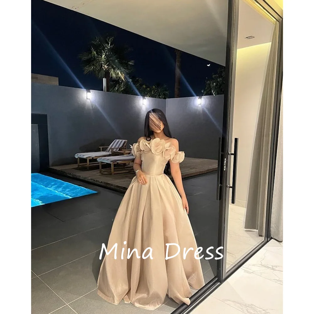 

Mina Customized Luxury A-line floral applique ball gown formal women's evening gown party dress custom
