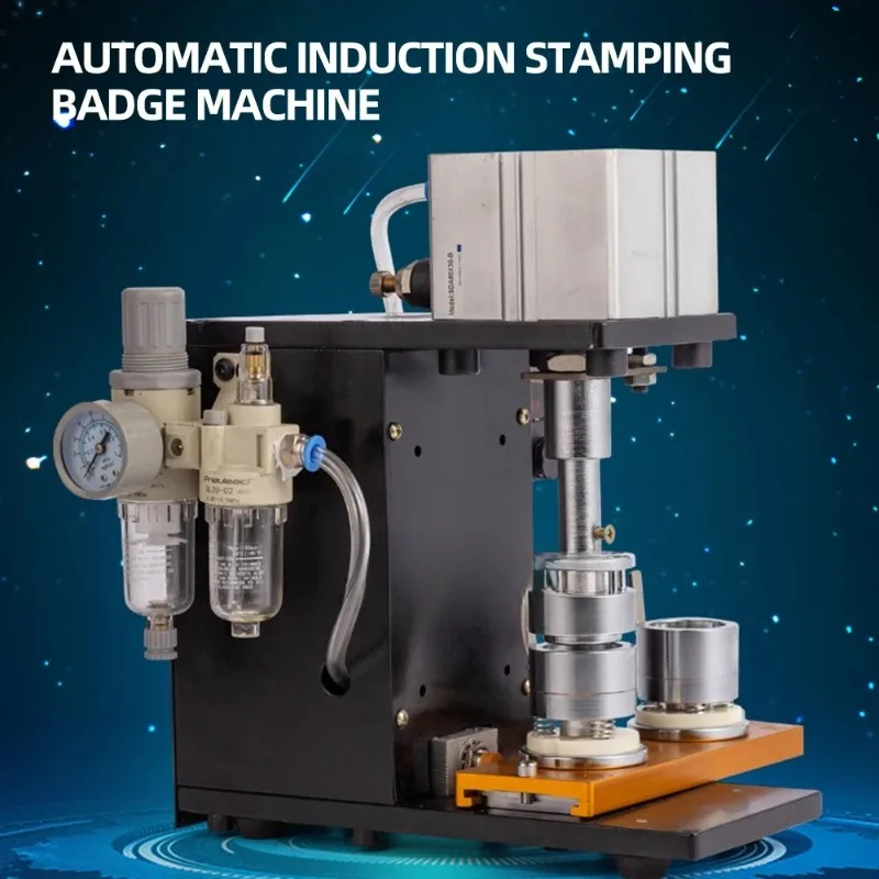 Pneumatic Badge Machine Desktop DIY Badge Making Machine Automatic Induction Stamping Tool with Mold 2025 NEW