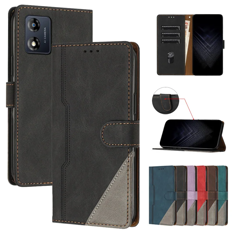 Para Motorola Moto E13 funda de teléfono de cuero de estilo empresarial para Fundas Moto E 13 E40 E20 E30 E22S Motorola E13 funda con tapa