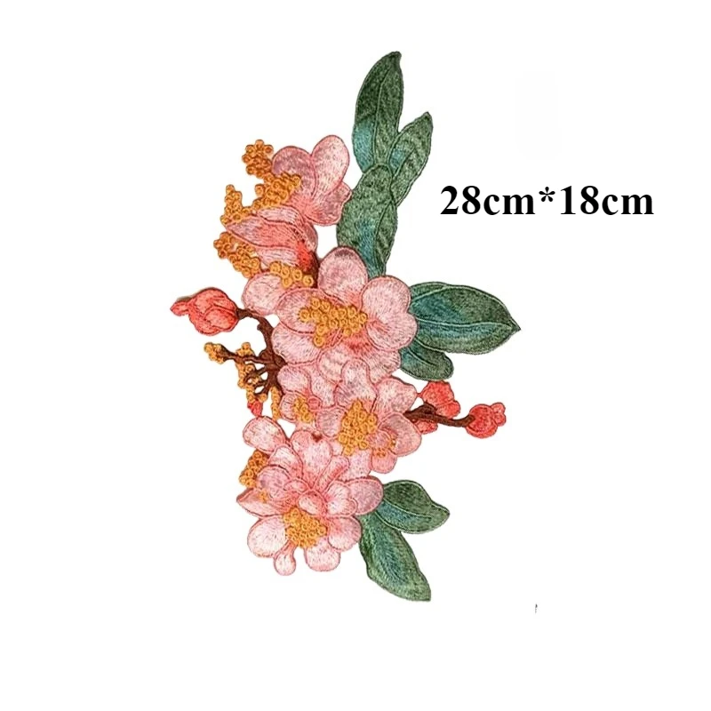 Embroidered Peach Blossom Fabric Patches product image