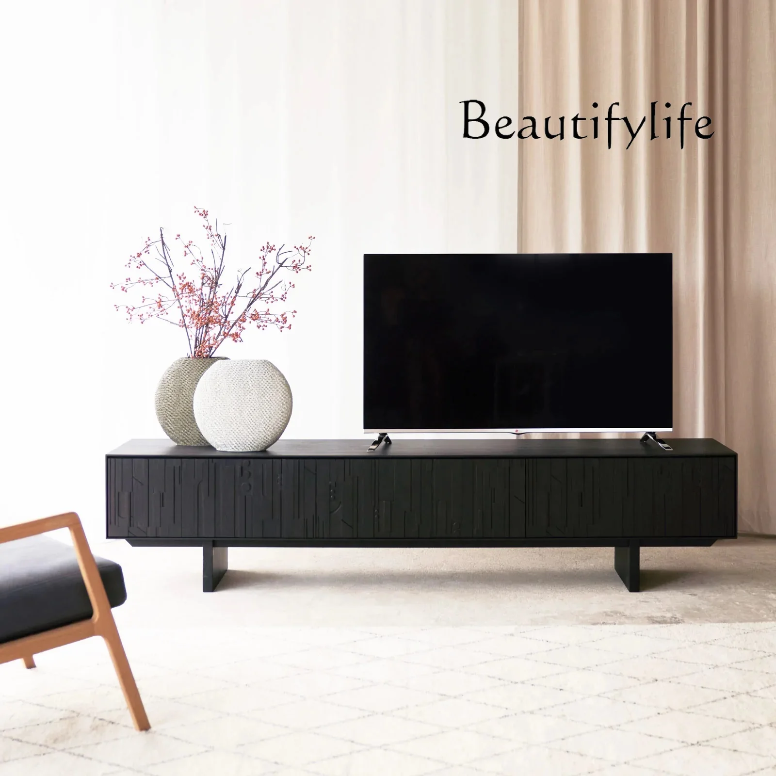 

Nordic Antique Style Solid Wood TV Cabinet Household Minimalist Audiovisual Cabinet