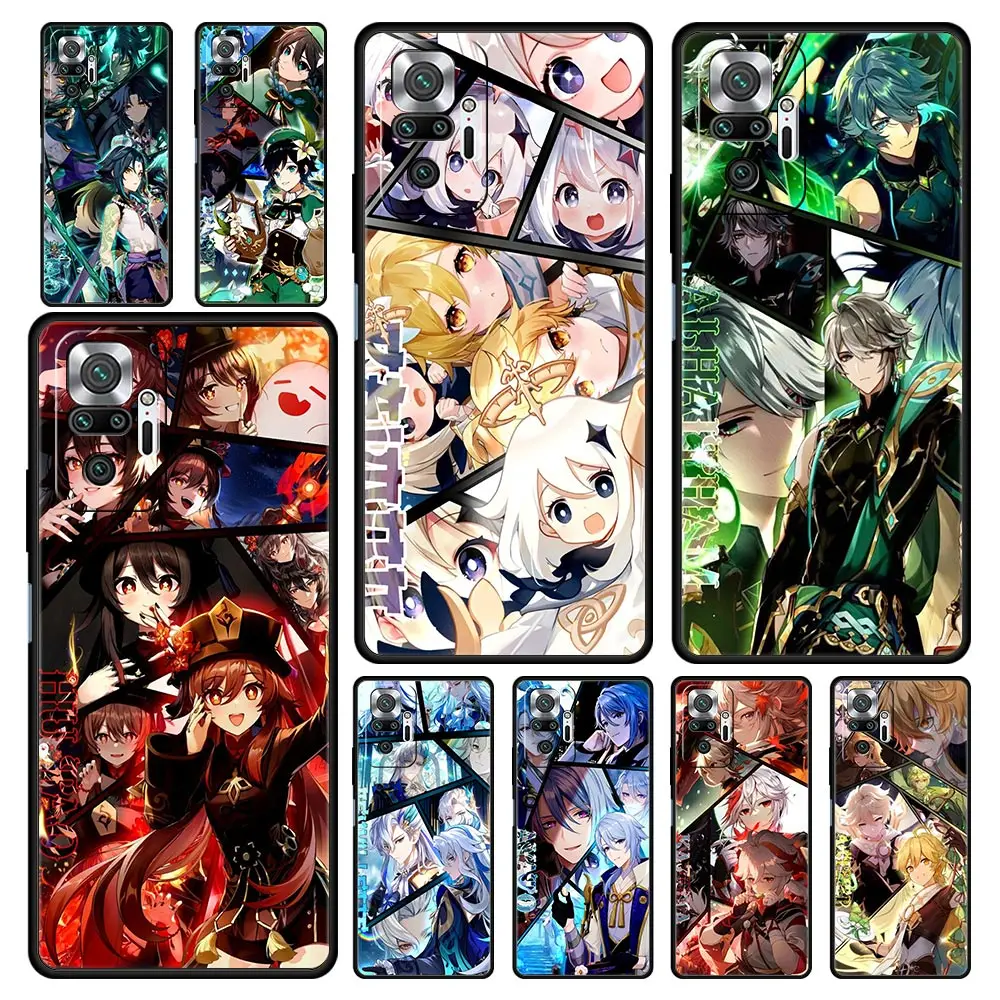 Phone Case For Xiaomi Redmi Note 13 12 5G 9S 9 8 10 11 Pro 9T 13C 12C 10C 9C 9A 7 Pro Soft Cover Genshin impact ayato wanderer