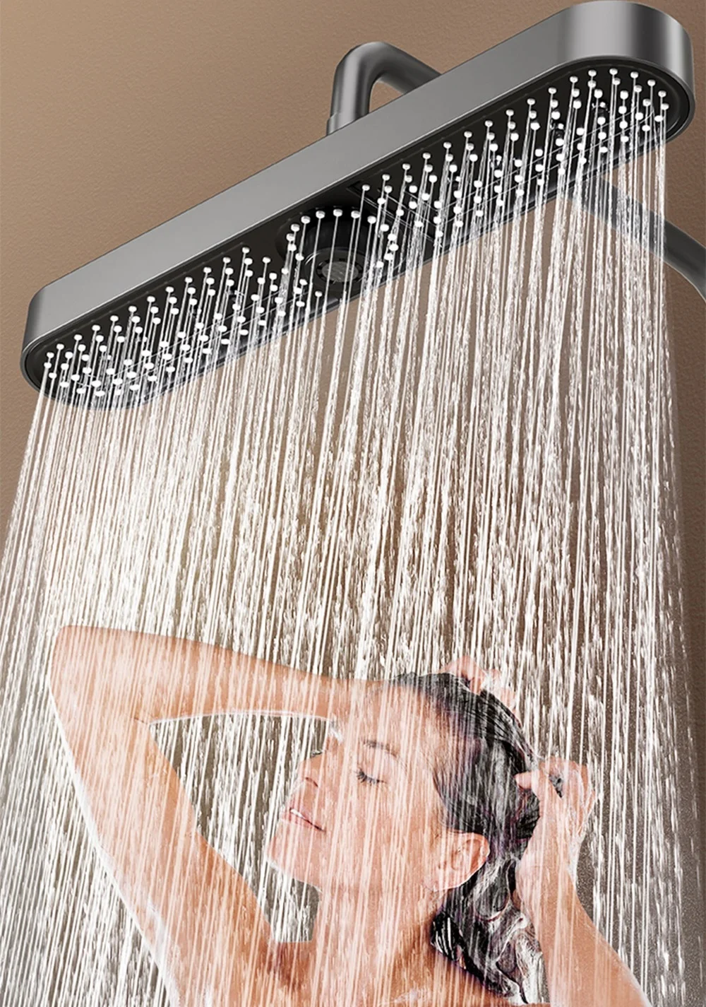 New 1pcs 480mm High Pressure Top Spray Rain Shower Head Larger Flow Supercharge 3 Modes Showerhead 360° Swivel Water Saving Set